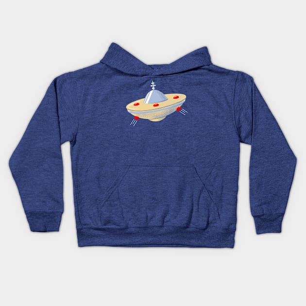 Retro Flying Saucer Kids Hoodie by ksrogersdesigns